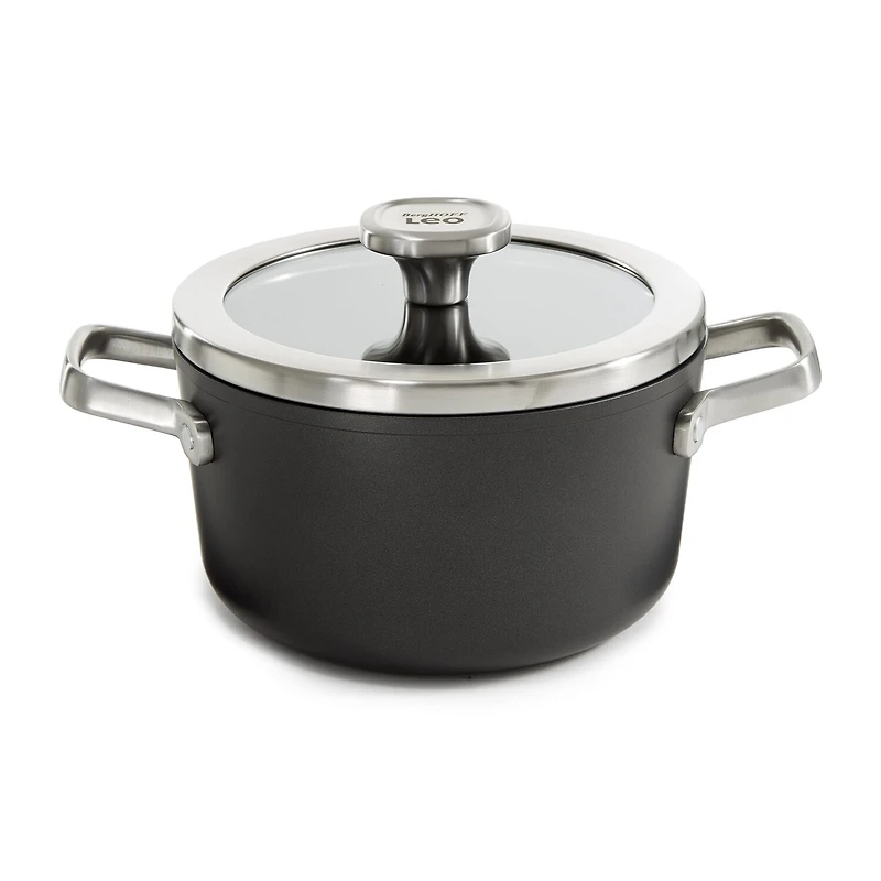 BergHOFF Leo Graphite Ceramic Non-Stick 3.3-qt. Stockpot with Glass Lid