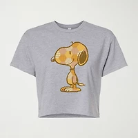 Womens Crew Neck Short Sleeve Regular Fit Snoopy Graphic T-Shirt