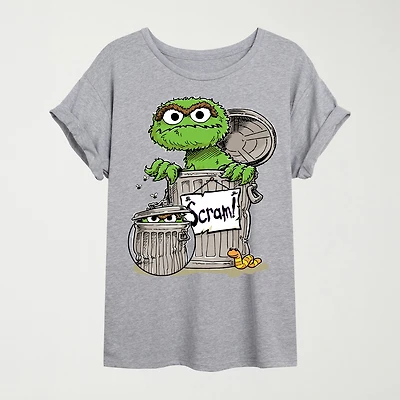 Womens Crew Neck Short Sleeve Regular Fit Sesame Street Graphic T-Shirt