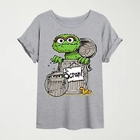 Womens Crew Neck Short Sleeve Regular Fit Sesame Street Graphic T-Shirt