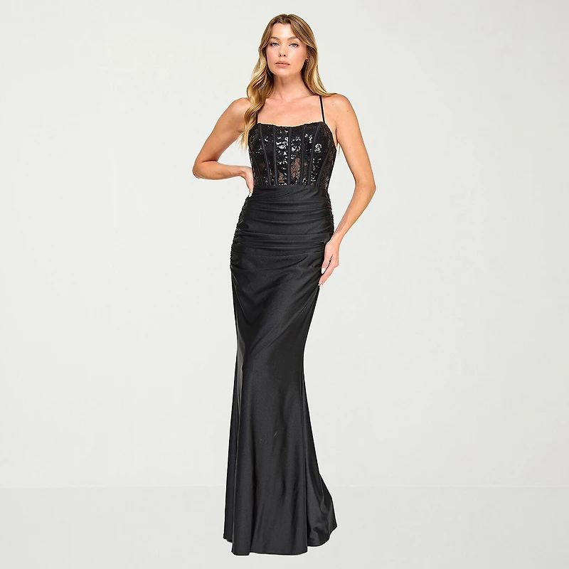 City Triangle Womens Juniors Sweetheart Neck Short Sleeve Spaghetti Straps Sequin Bodycon Dress