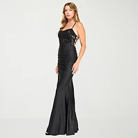 City Triangle Womens Juniors Sweetheart Neck Short Sleeve Spaghetti Straps Sequin Bodycon Dress