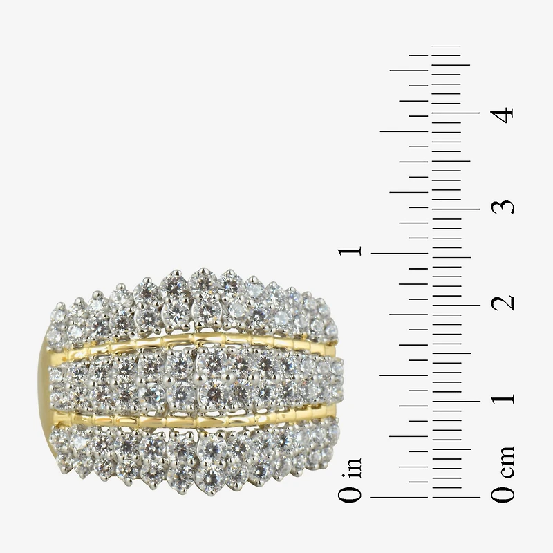 (I,I2) Womens 2 CT. T.W. Lab Grown White Diamond 10K Gold Cluster Cocktail Ring
