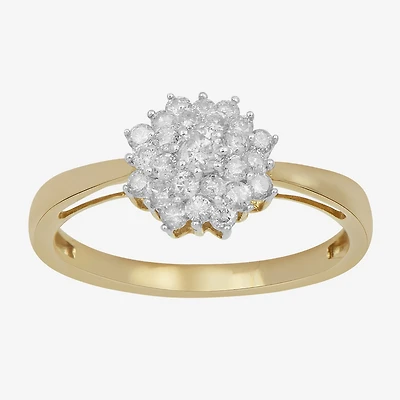 (I,I2) Womens 1/2 CT. T.W. Lab Grown White Diamond 10K Gold Cluster Cocktail Ring