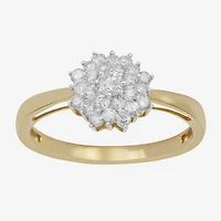 (I,I2) Womens 1/2 CT. T.W. Lab Grown White Diamond 10K Gold Cluster Cocktail Ring