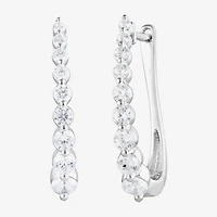 (F/Si2) Womens 1 CT. T.W. Lab Grown White Diamond 10K Gold 21.6mm Hoop Earrings