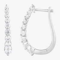 (F/Si2) Womens 1 CT. T.W. Lab Grown White Diamond 10K Gold 21.6mm Hoop Earrings