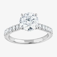 (H-I, Vs1-Vs2) Womens 2 CT. T.W. Lab Grown White Diamond 14K Gold Round Side Stone Engagement Ring