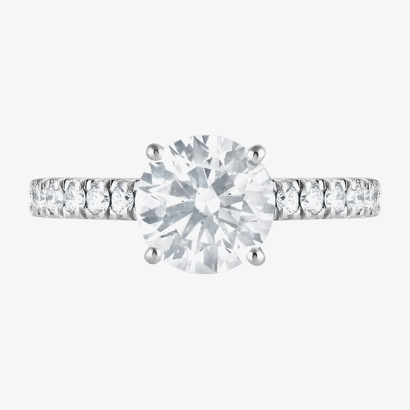 (H-I, Vs1-Vs2) Womens 2 CT. T.W. Lab Grown White Diamond 14K Gold Round Side Stone Engagement Ring
