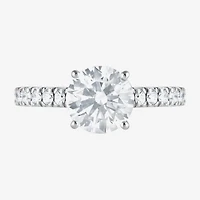 (H-I, Vs1-Vs2) Womens 2 CT. T.W. Lab Grown White Diamond 14K Gold Round Side Stone Engagement Ring
