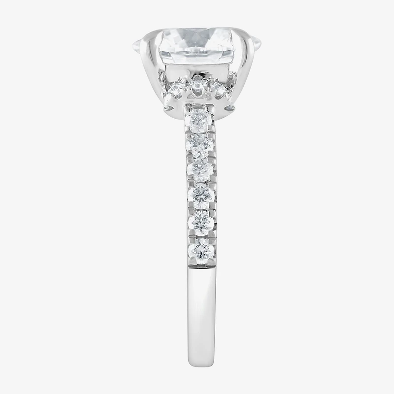 Signature By Modern Bride (F / Vs2) Womens 4 1/2 CT. T.W. Lab Grown White Diamond 14K Gold Round Side Stone Engagement Ring