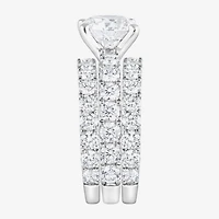 (F / Vs2) Womens 5 CT. T.W. Lab Grown White Diamond 14K Gold Round Side Stone Engagement Ring