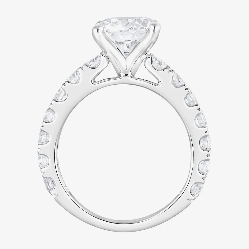 (F / Vs2) Womens 5 CT. T.W. Lab Grown White Diamond 14K Gold Round Side Stone Engagement Ring