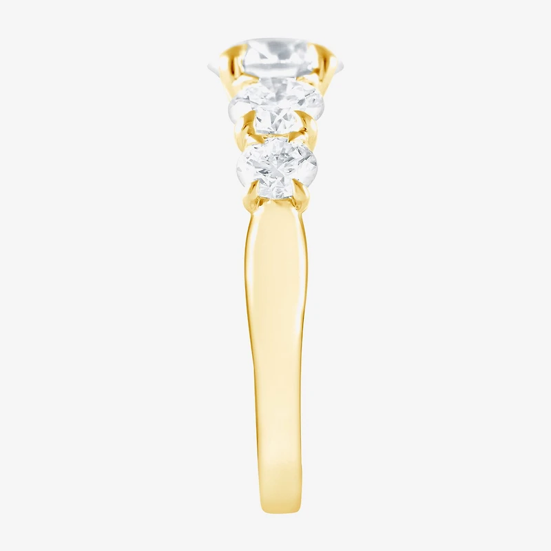 (F / Vs2) Womens 3 CT. T.W. Lab Grown White Diamond 14K Gold Round 5-Stone Engagement Ring