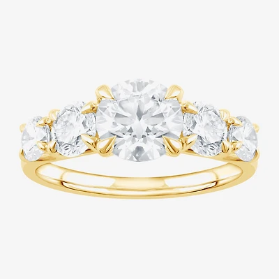 (F / Vs2) Womens 3 CT. T.W. Lab Grown White Diamond 14K Gold Round 5-Stone Engagement Ring