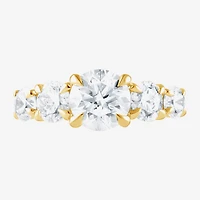 (F / Vs2) Womens 3 CT. T.W. Lab Grown White Diamond 14K Gold Round 5-Stone Engagement Ring