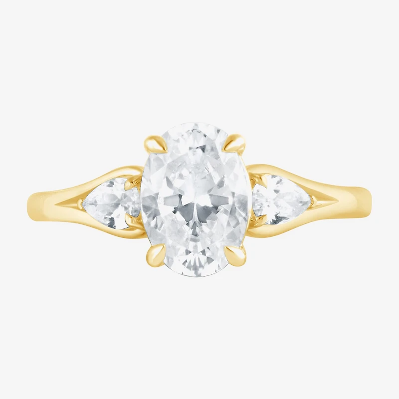 Love Lives Forever (F / Vs2) Womens 1 3/4 CT. T.W. Lab Grown White Diamond 10K Gold Oval 3-Stone Engagement Ring