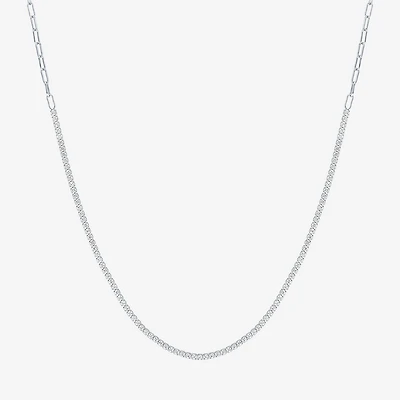Yes, Please! Womens White Sapphire Sterling Silver 16 Inch Tennis Necklace