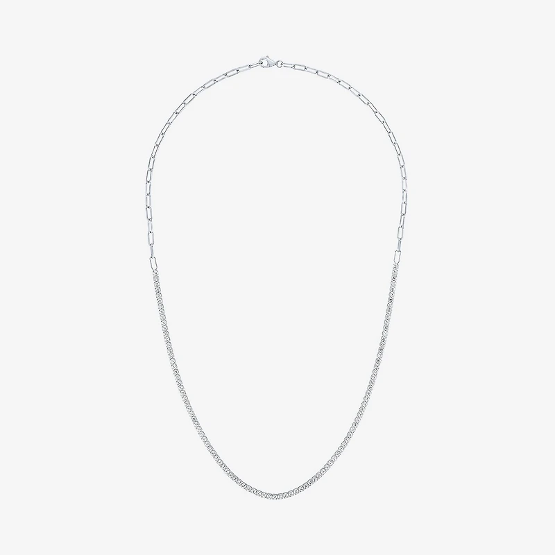 Yes, Please! Womens White Sapphire Sterling Silver 16 Inch Tennis Necklace