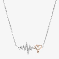 (I, I2) Womens 1/6 CT. T.W. Lab Grown White Diamond 14K Rose Gold Over Silver Sterling Silver Heart 18 Inch Pendant Necklace