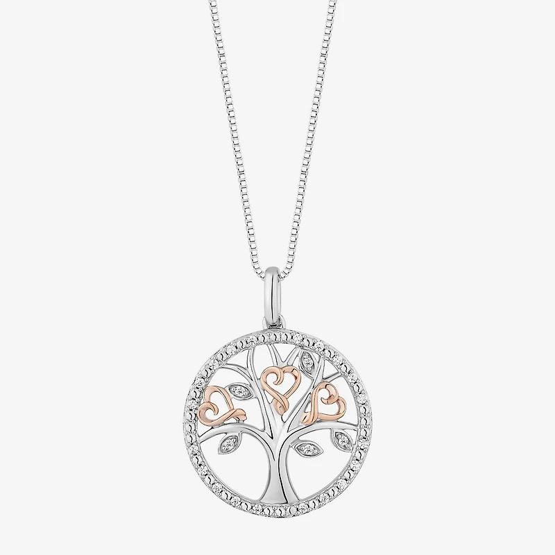 Hallmark Diamonds (I, I2) Womens 1/8 CT. T.W. Lab Grown White Diamond 14K Rose Gold Over Silver Sterling Silver Heart 18 Inch Pendant Necklace