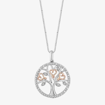 Hallmark Diamonds (I, I2) Womens 1/8 CT. T.W. Lab Grown White Diamond 14K Rose Gold Over Silver Sterling Silver Heart 18 Inch Pendant Necklace