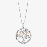 Hallmark Diamonds (I, I2) Womens 1/8 CT. T.W. Lab Grown White Diamond 14K Rose Gold Over Silver Sterling Silver Heart 18 Inch Pendant Necklace