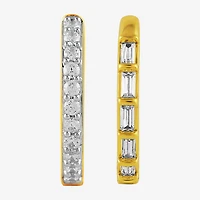 (I, I2) Womens 1/2 CT. T.W. Lab Grown White Diamond 14K Gold Over Silver 15.3mm Circle Hoop Earrings