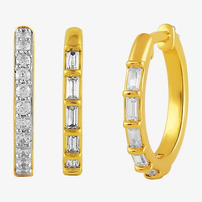 (I, I2) Womens 1/2 CT. T.W. Lab Grown White Diamond 14K Gold Over Silver 15.3mm Circle Hoop Earrings