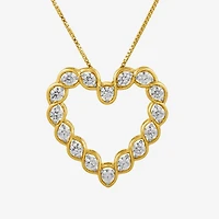 I/ I2 Womens 1 CT. T.W. Lab Grown White Diamond 14K Gold Over Silver Heart Pendant