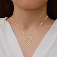 I/ I2 Womens 1 CT. T.W. Lab Grown White Diamond 14K Gold Over Silver Heart Pendant