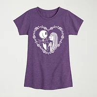 Little & Big Kid Girls Crew Neck Short Sleeve Regular Fit Nightmare Before Christmas Graphic T-Shirt