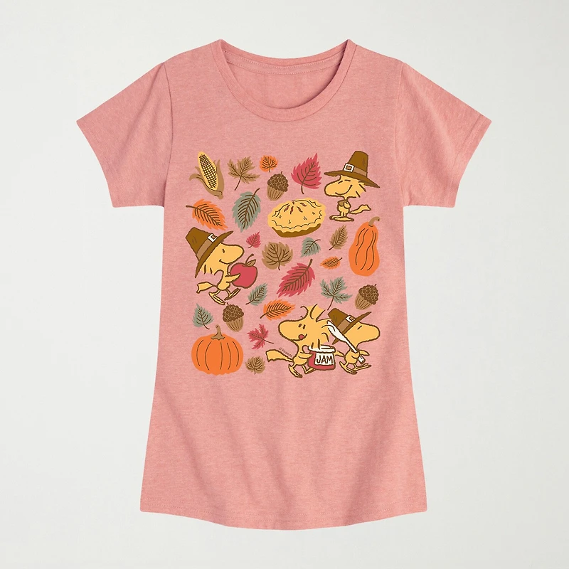 Girls Crew Neck Short Sleeve Snoopy Graphic T-Shirt