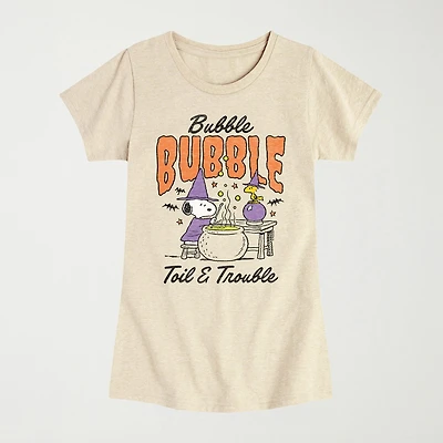 Little & Big Kid Girls Crew Neck Short Sleeve Regular Fit Snoopy Graphic T-Shirt