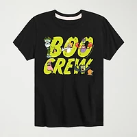 Boo Crew Halloween Little & Big Kid Boys Neck Short Sleeve Regular Fit Spongebob Graphic T-Shirt