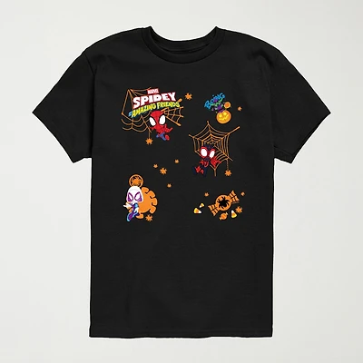 Spidey And His Amazing Friends Halloween Little & Big Kid Boys Crew Neck Short Sleeve Regular Fit Spiderman Graphic T-Shirt