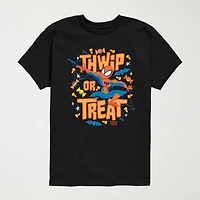 Thwip Or Treat Halloween Little & Big Kid Boys Crew Neck Short Sleeve Regular Fit Spiderman Graphic T-Shirt
