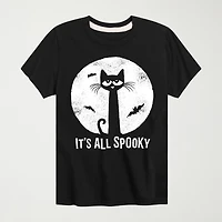 It'S All Spooky Halloween Little & Big Kid Boys Crew Neck Short Sleeve Regular Fit Pete the Cat Graphic T-Shirt