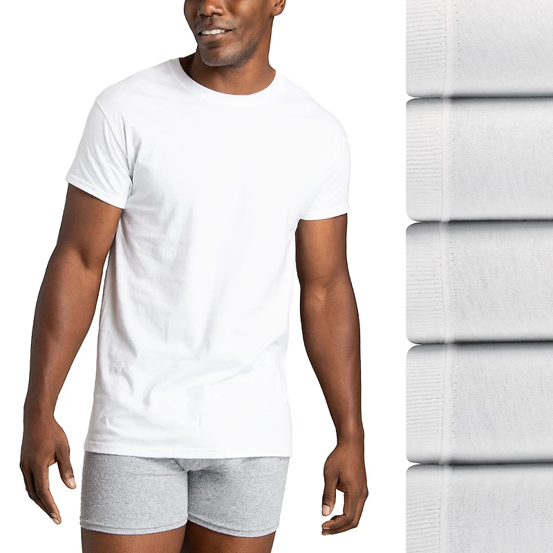Fruit of the Loom Premium Mens 5 Pack Short Sleeve Crew Neck MOISTURE_WICKING T-Shirt