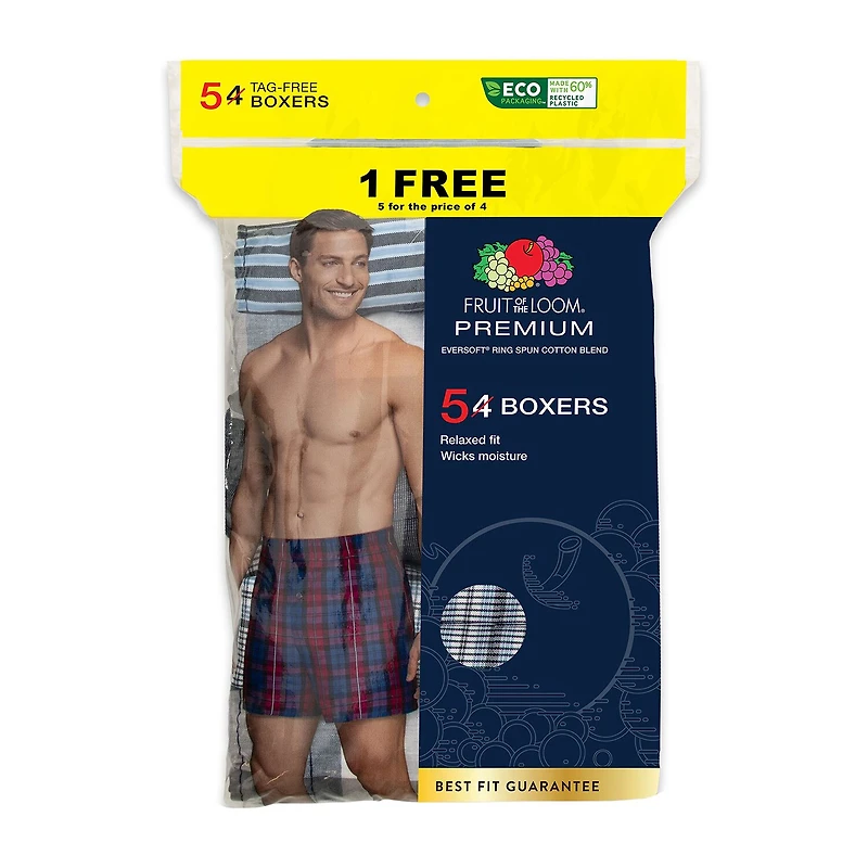 Fruit of the Loom Premium Mens 5 Pack Boxers Jcb5p592