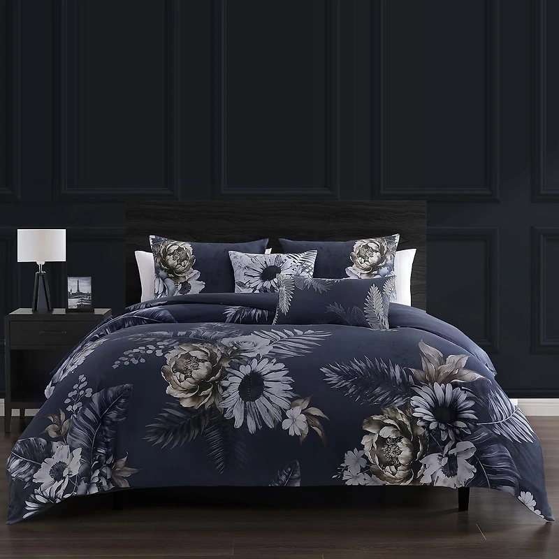 Bebejan Forget Me Not 100% Cotton Sateen 5 Piece Reversible Comforter Set