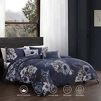 Bebejan Forget Me Not 100% Cotton Sateen 5 Piece Reversible Comforter Set