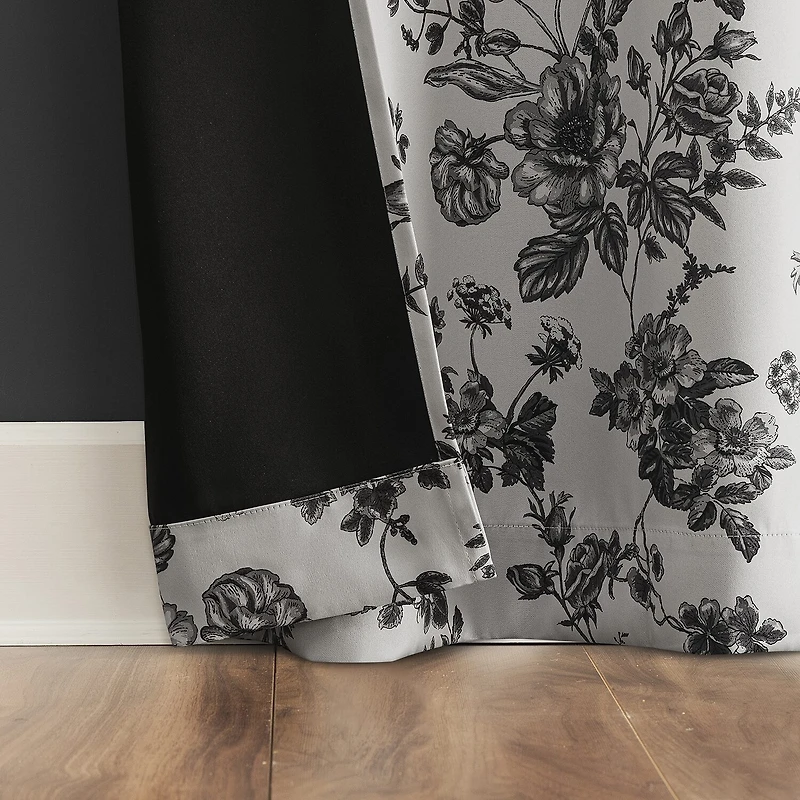 Sun Zero Percy Merina Print Grommet Top Energy Saving 100% Blackout Single Curtain Panel