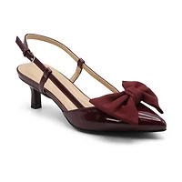 Adrienne Vittadini Grosgrain Bow Detail Womens Pointed Closed Toe Kitten Heel Pumps