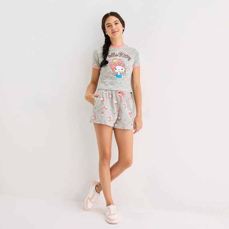 Womens Juniors Crew Neck Short Sleeve Regular Fit Hello Kitty Graphic T-Shirt
