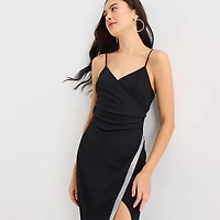 by&by Womens Juniors V Neck Sleeveless Bodycon Dress