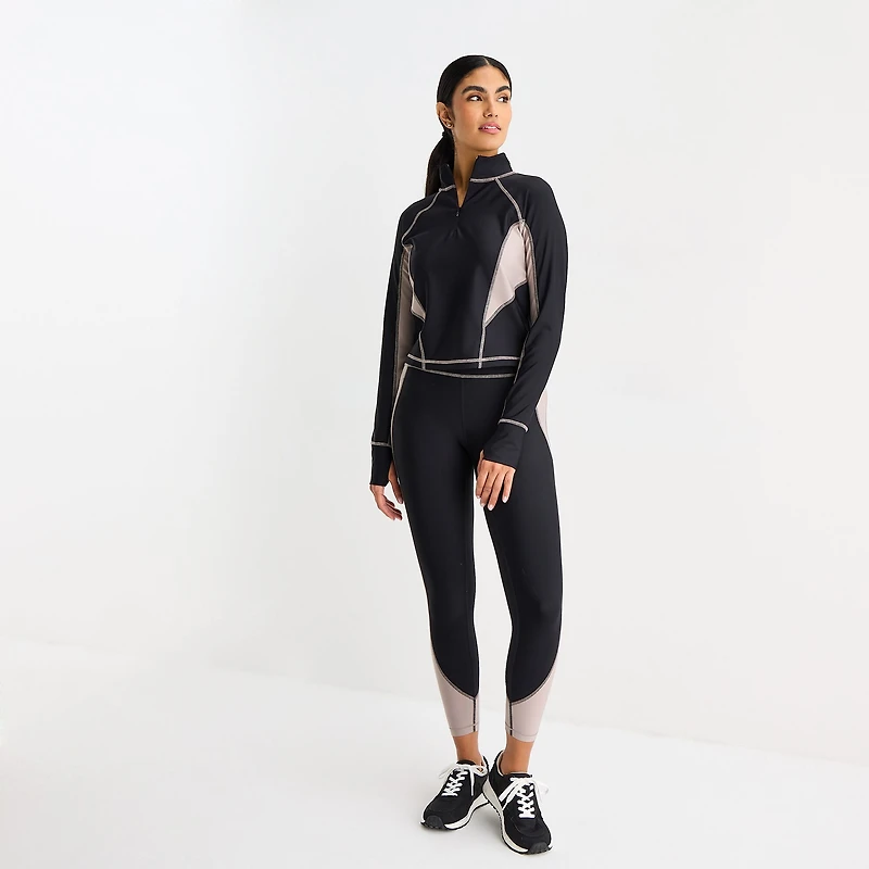 Xersion EverContour+ Womens Mock Neck Long Sleeve Active Quarter-Zip