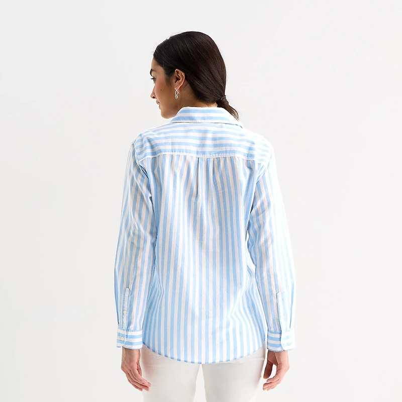 St. John's Bay Womens Long Sleeve Regular Fit Button-Down Shirt