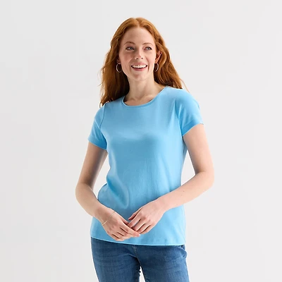 St. John's Bay Womens Crew Neck Short Sleeve T-Shirt