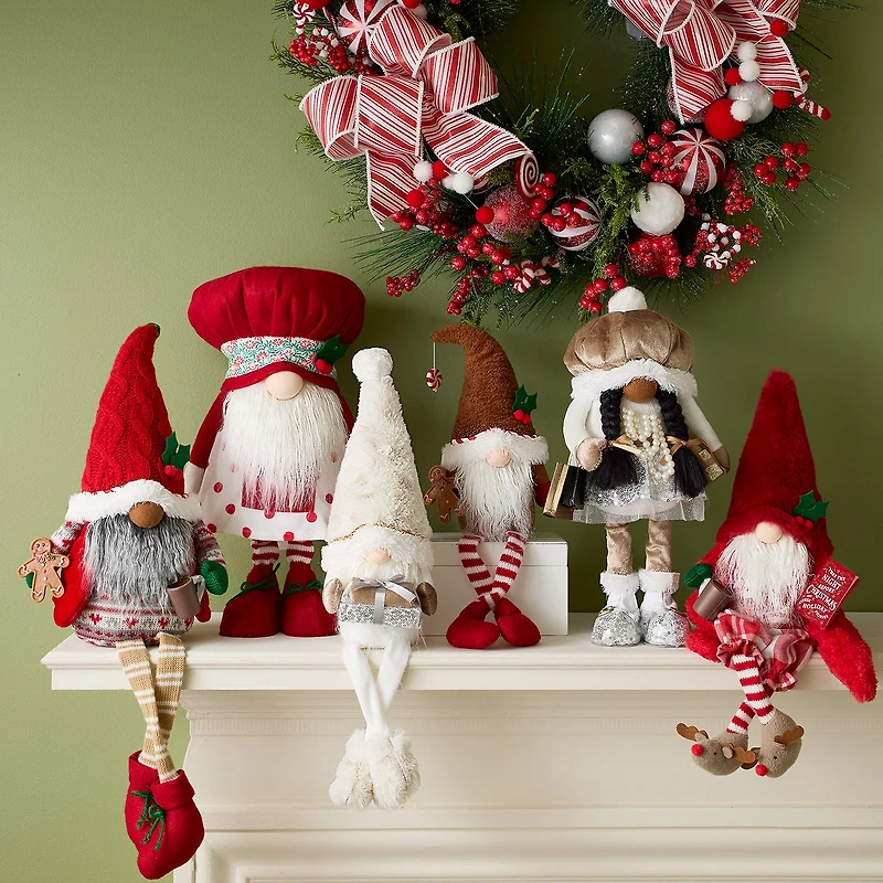North Pole Trading Co. Medium Sitter Candy Cane Christmas Gnome
